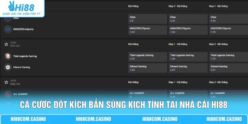 Cá cược Đột Kích bắn súng kịch tính tại nhà cái Hi88