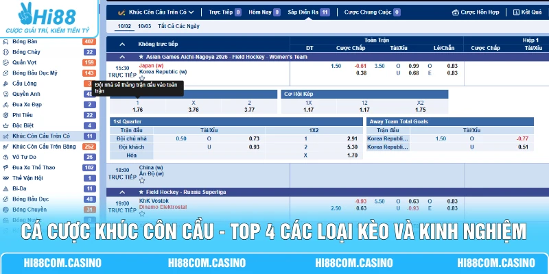 Cá Cược Khúc Côn Cầu - Top 4 Các Loại Kèo Và Kinh Nghiệm