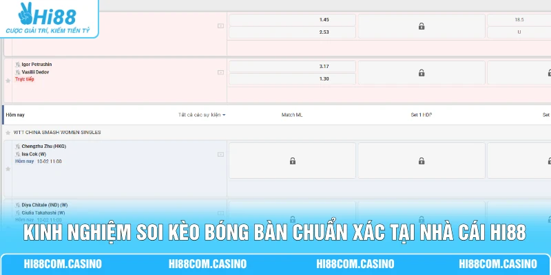 Kinh nghiệm soi kèo bóng bàn chuẩn xác tại nhà cái Hi88