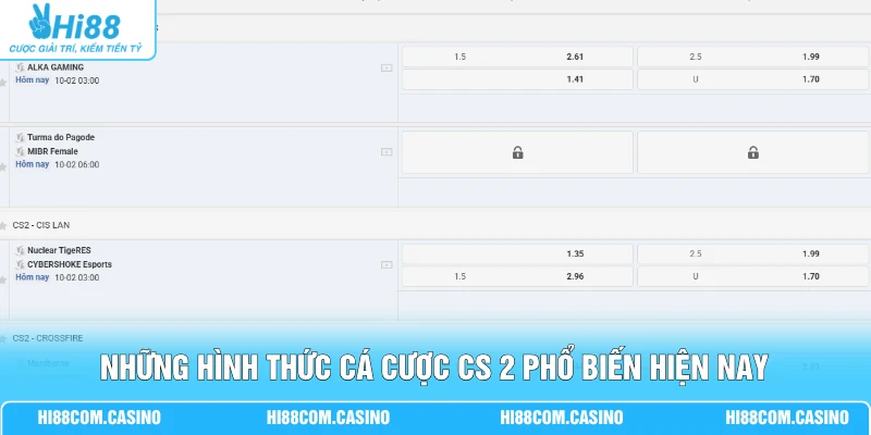 Những hình thức cá cược CS 2 phổ biến hiện nay